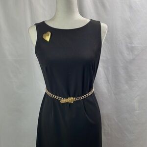 Gold Tone Chain Belt with Hammered Buckle, Size Small